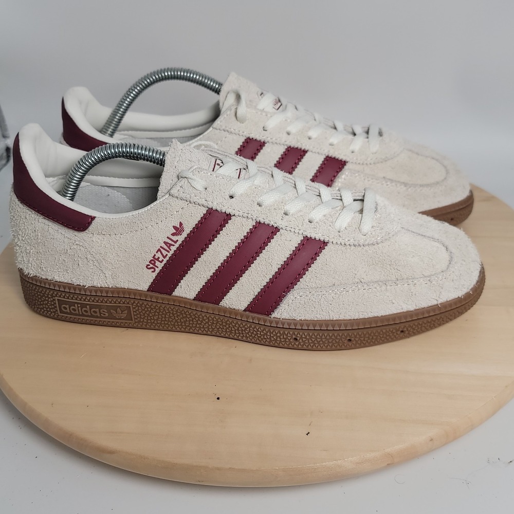 Adidas Handball Spezial Off White Burgundy Men Size 9 Women Size 10.5 JH8699